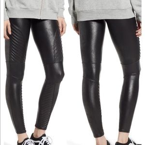 SPANX Faux Leather Moto Leggings, BLACK SIZE XS NEW